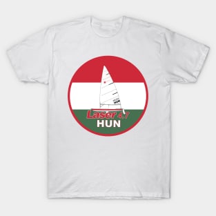 laser class sailboat on flag Hungary T-Shirt